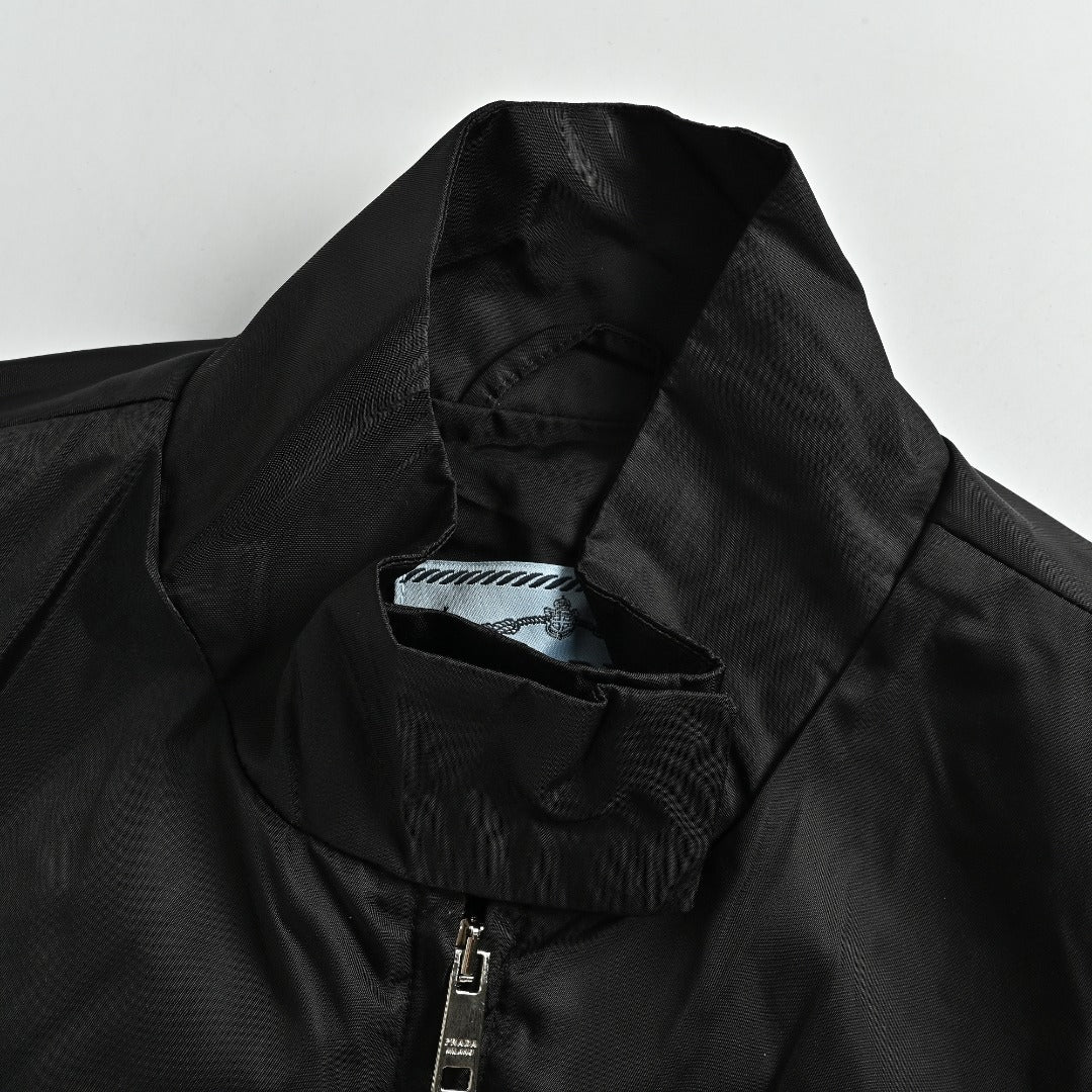 Prada Back Triangle Logo High-Neck Zip Jacket – Black