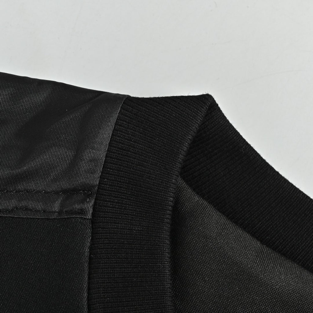 Prada Triangle Logo Sleeve Zip Pocket Crewneck Sweatshirt – Black