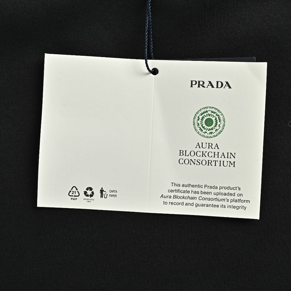 Prada Triangle Logo Sleeve Zip Pocket Crewneck Sweatshirt – Black