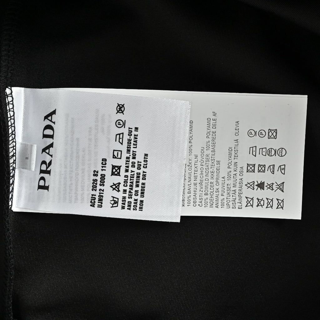 Prada Triangle Logo Sleeve Zip Pocket Crewneck Sweatshirt – Black