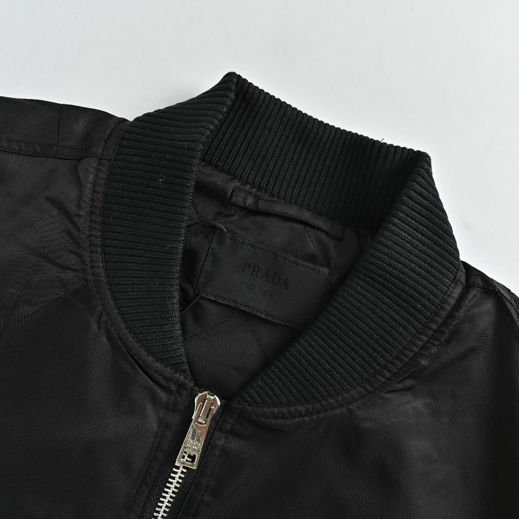 Prada 26SS Re-Nylon Arm Triangle Logo Functional Bomber Jacket – Black