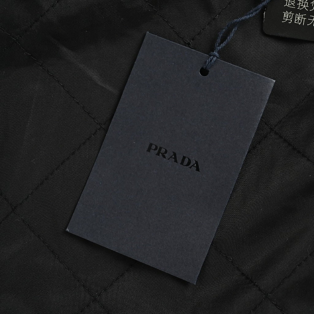 Prada 26SS Re-Nylon Arm Triangle Logo Functional Bomber Jacket – Black
