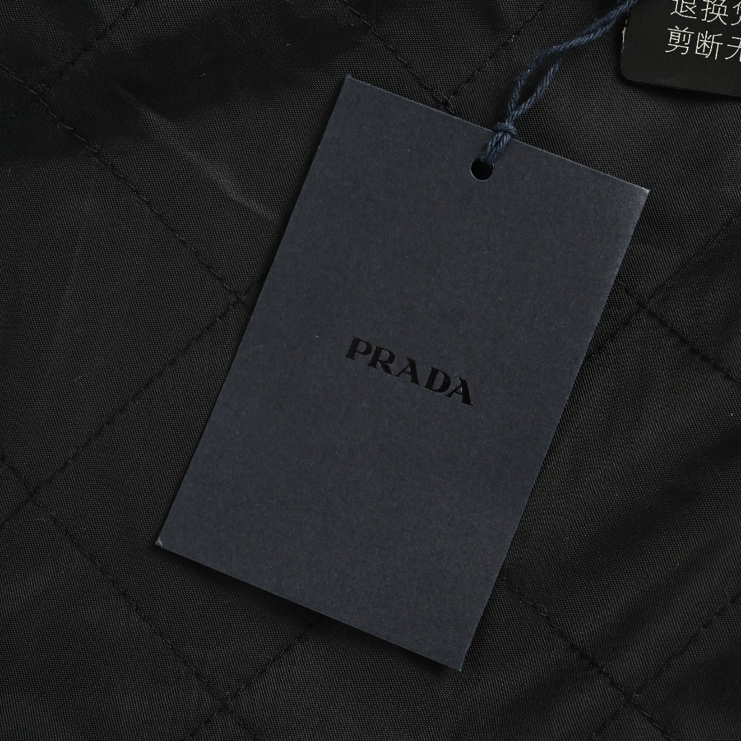 Prada 26SS Re-Nylon Arm Triangle Logo Functional Bomber Jacket – Black