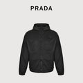 Prada PRD Two-Tone Triangle Logo Hooded Zip Jacket – Black