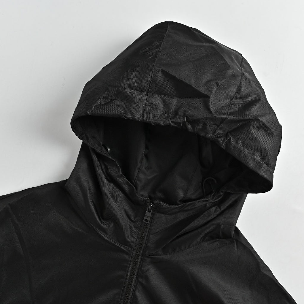 Prada PRD Two-Tone Triangle Logo Hooded Zip Jacket – Black