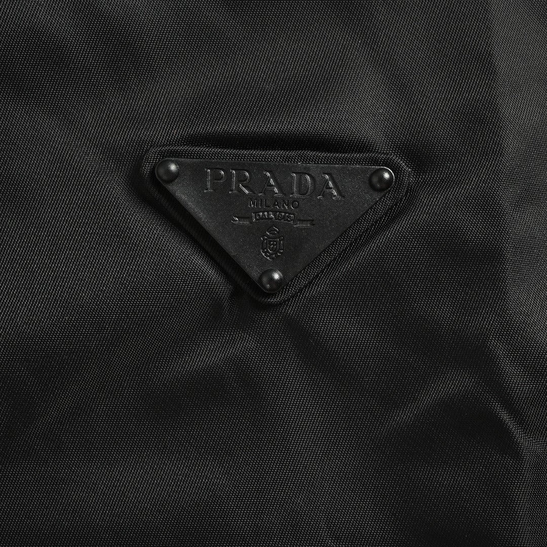 Prada PRD Two-Tone Triangle Logo Hooded Zip Jacket – Black