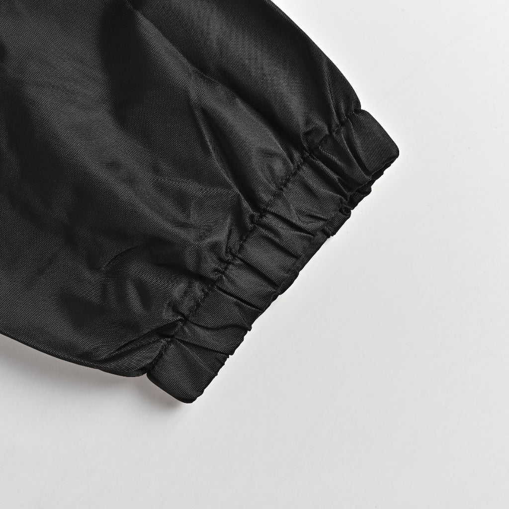 Prada PRD Two-Tone Triangle Logo Hooded Zip Jacket – Black