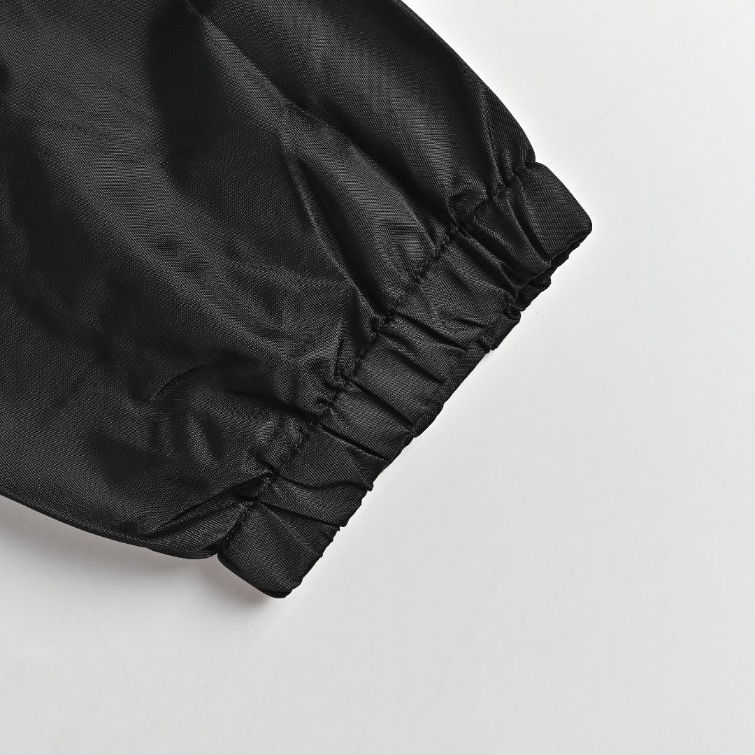 Prada PRD Two-Tone Triangle Logo Hooded Zip Jacket – Black