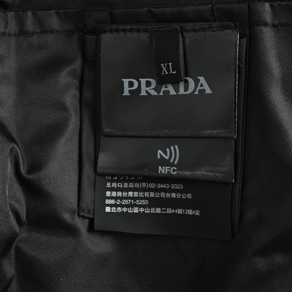 Prada PRD Two-Tone Triangle Logo Hooded Zip Jacket – Black