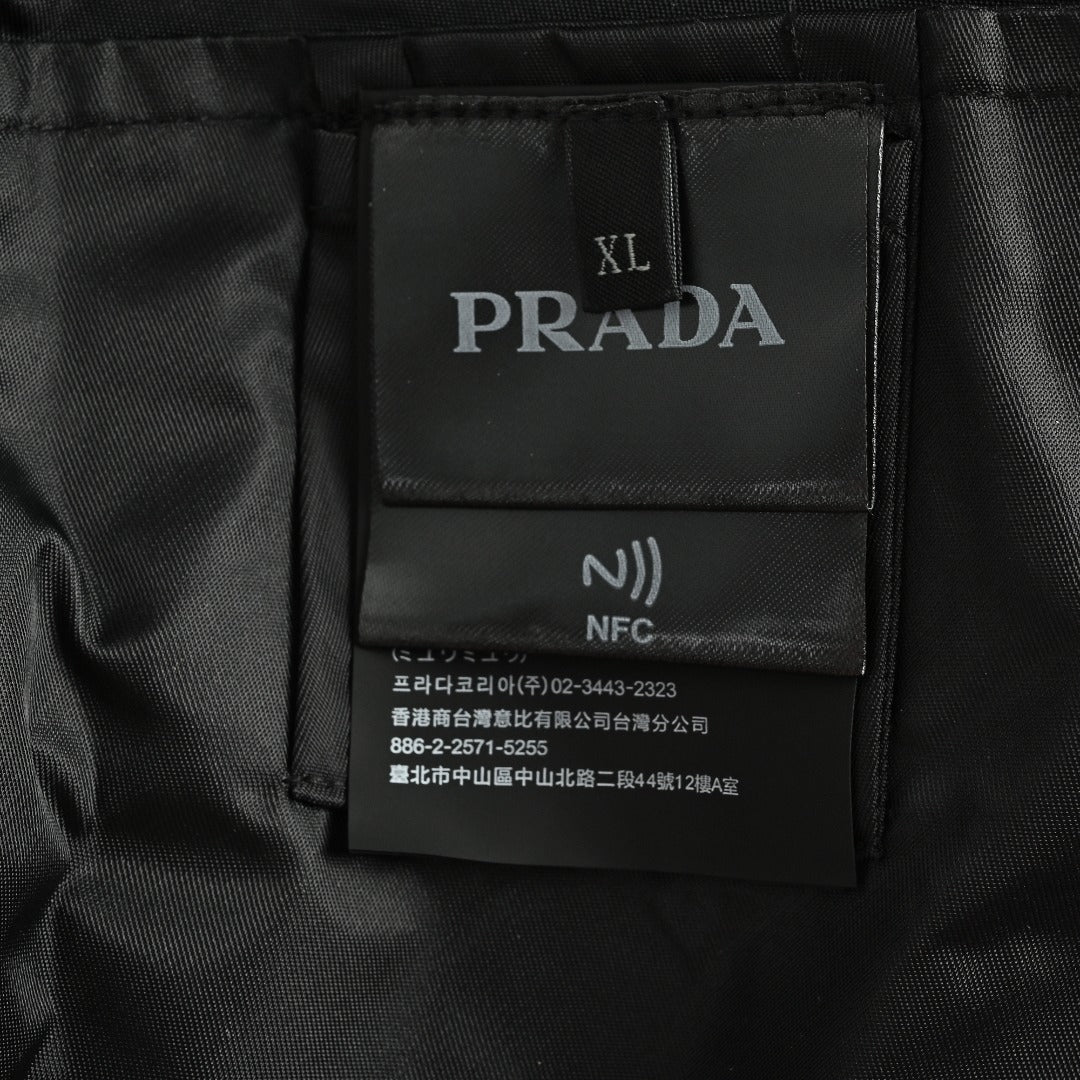 Prada PRD Two-Tone Triangle Logo Hooded Zip Jacket – Black