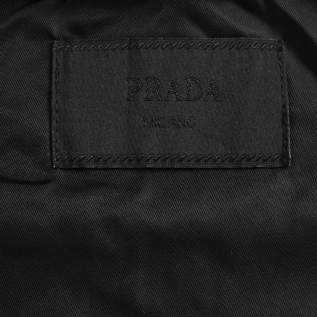Prada PRD Two-Tone Triangle Logo Hooded Zip Jacket – Black