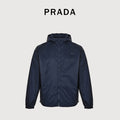 Prada PRD Two-Tone Triangle Logo Hooded Zip Jacket – Navy