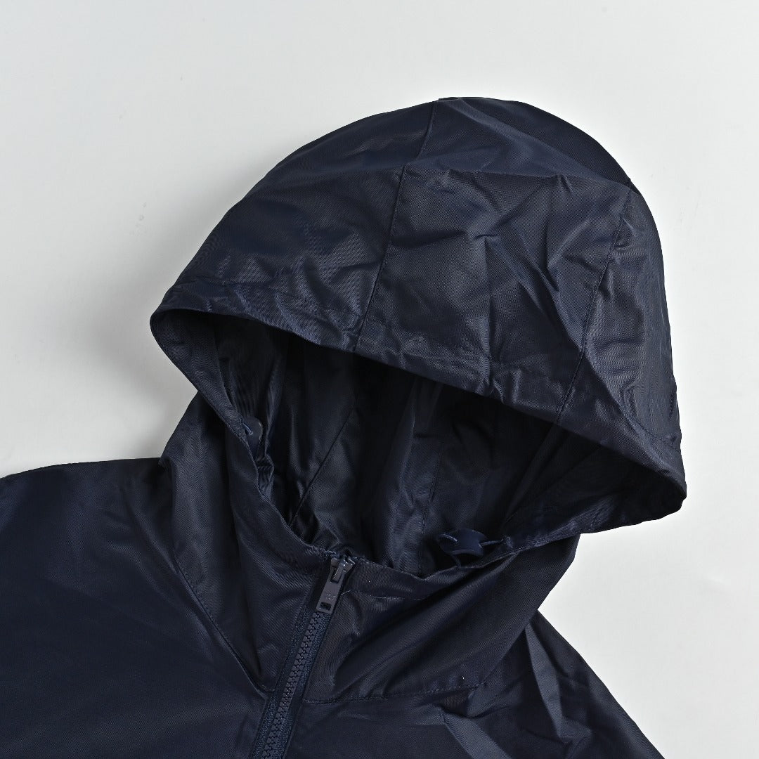 Prada PRD Two-Tone Triangle Logo Hooded Zip Jacket – Navy