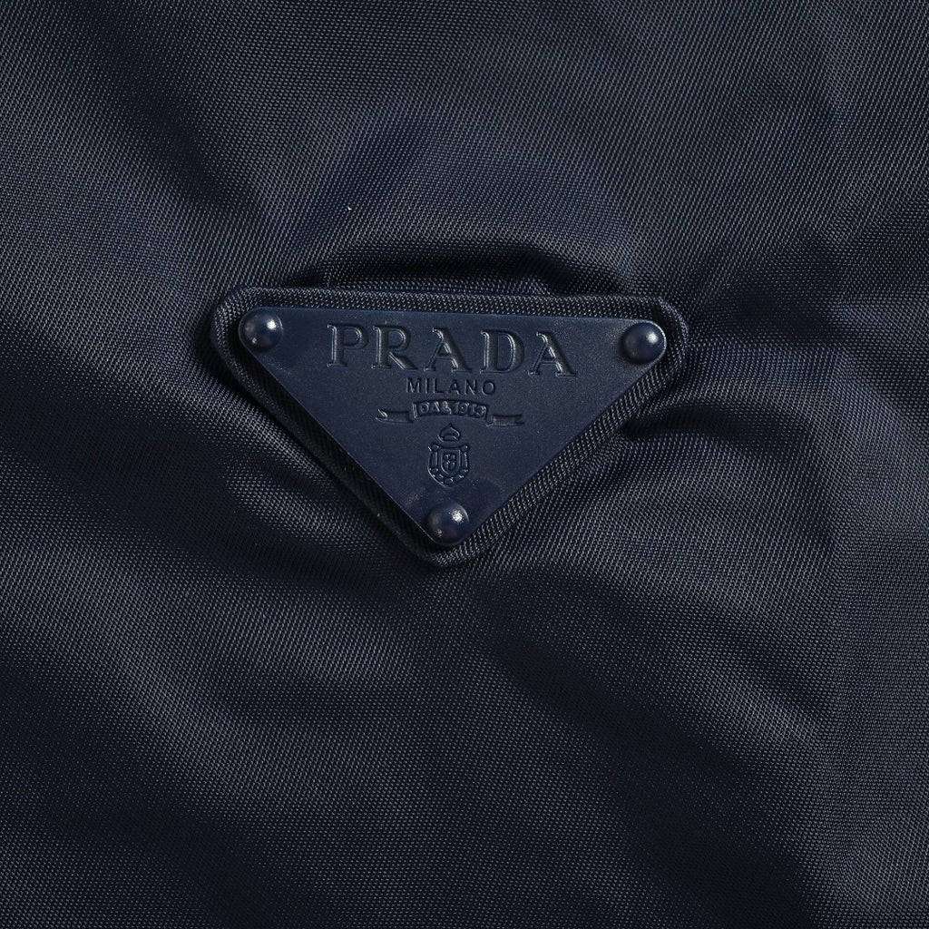 Prada PRD Two-Tone Triangle Logo Hooded Zip Jacket – Navy