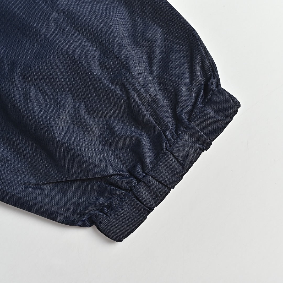 Prada PRD Two-Tone Triangle Logo Hooded Zip Jacket – Navy