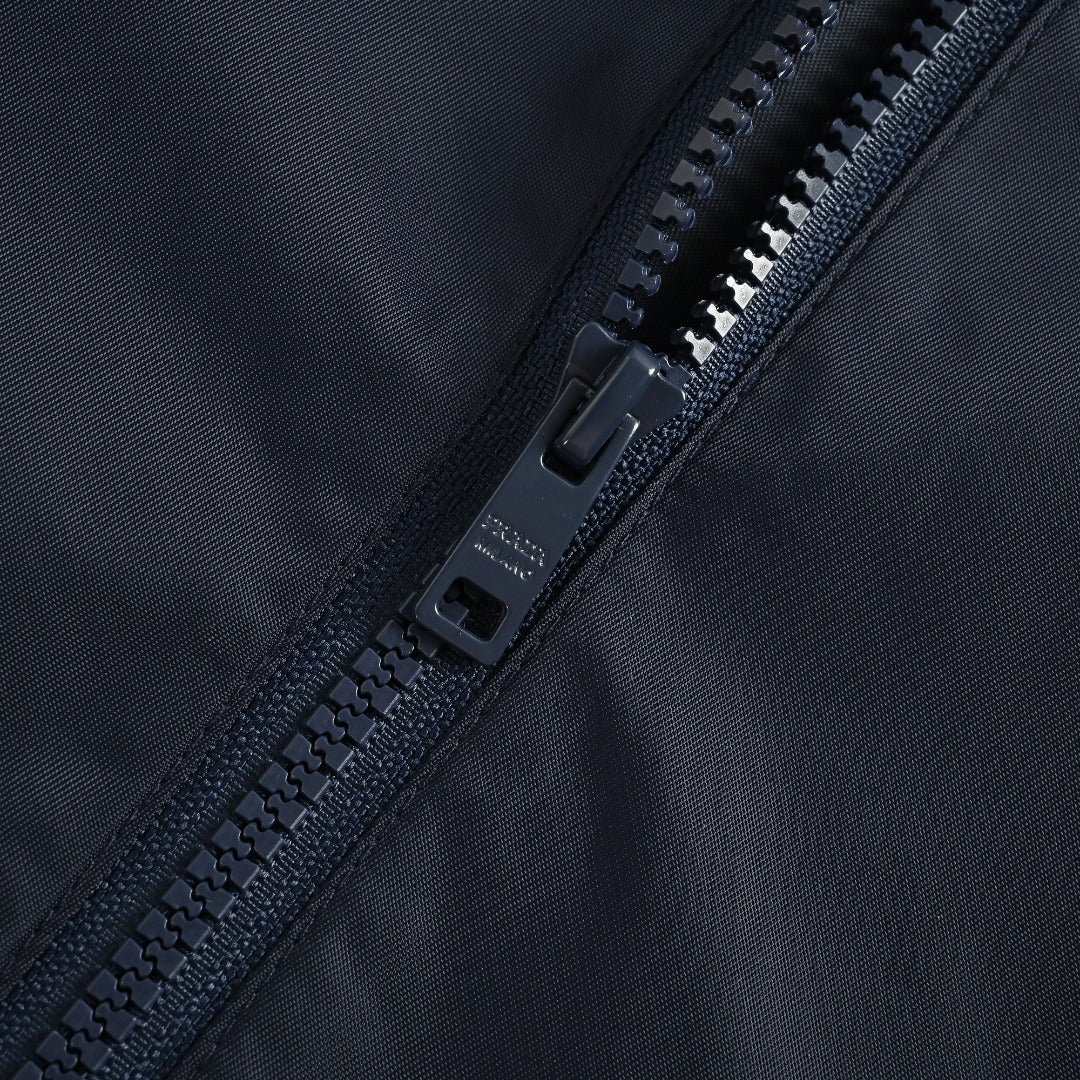Prada PRD Two-Tone Triangle Logo Hooded Zip Jacket – Navy