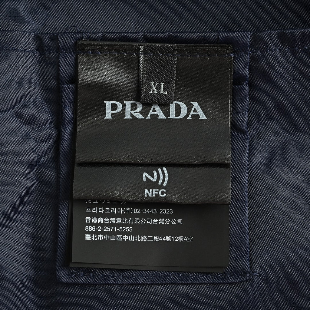 Prada PRD Two-Tone Triangle Logo Hooded Zip Jacket – Navy