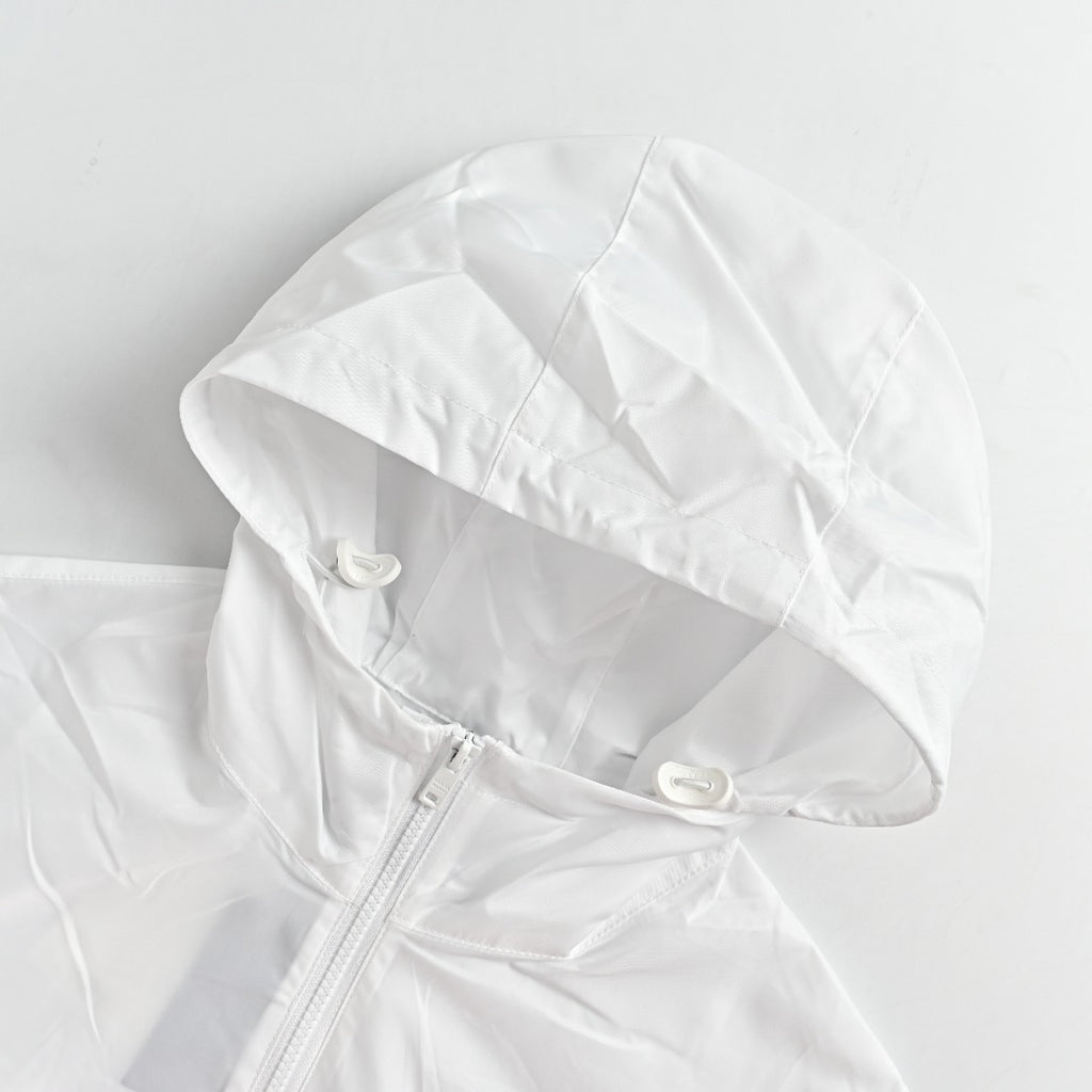 Prada PRD Two-Tone Triangle Logo Hooded Zip Jacket – White
