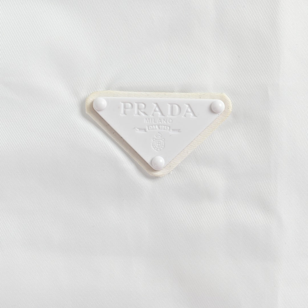 Prada PRD Two-Tone Triangle Logo Hooded Zip Jacket – White