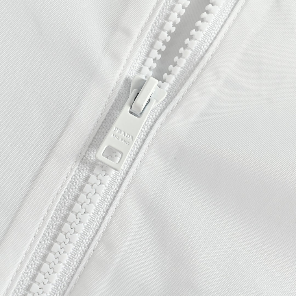 Prada PRD Two-Tone Triangle Logo Hooded Zip Jacket – White