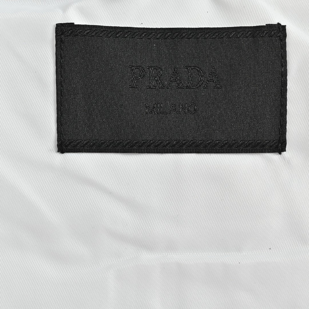 Prada PRD Two-Tone Triangle Logo Hooded Zip Jacket – White