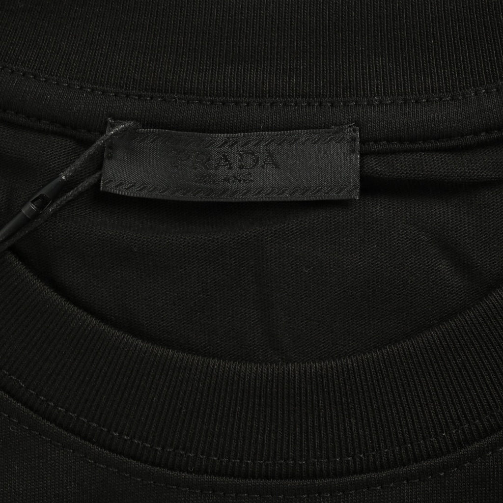 Prada 25FW Oversized Ink-Splash Logo Print Long-Sleeve T-Shirt – Black
