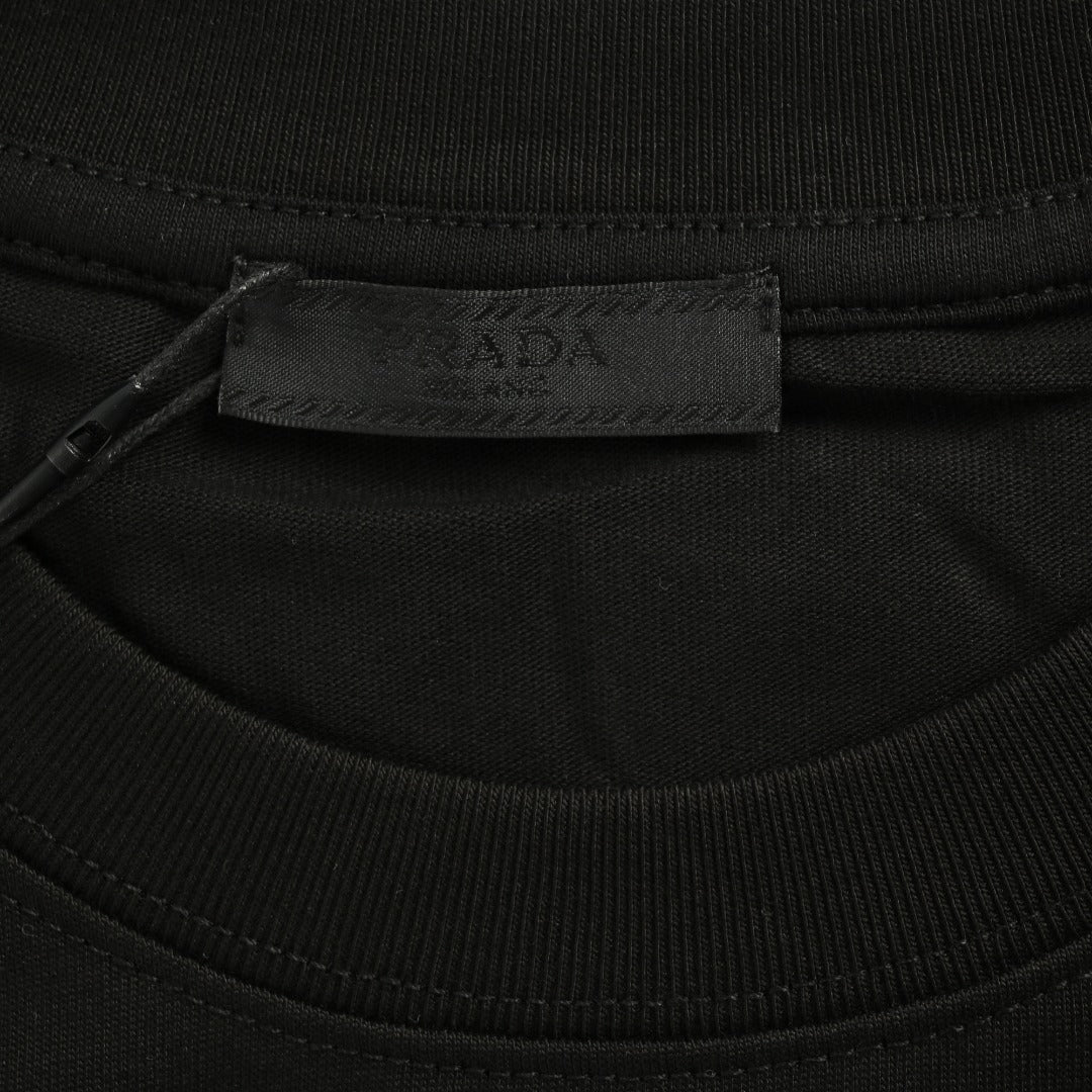Prada 25FW Oversized Ink-Splash Logo Print Long-Sleeve T-Shirt – Black
