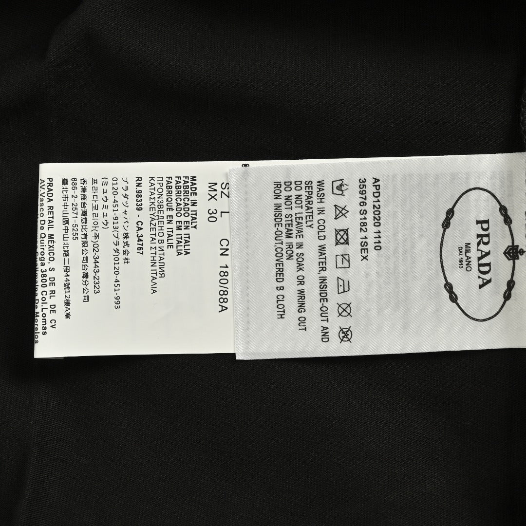 Prada 25FW Oversized Ink-Splash Logo Print Long-Sleeve T-Shirt – Black