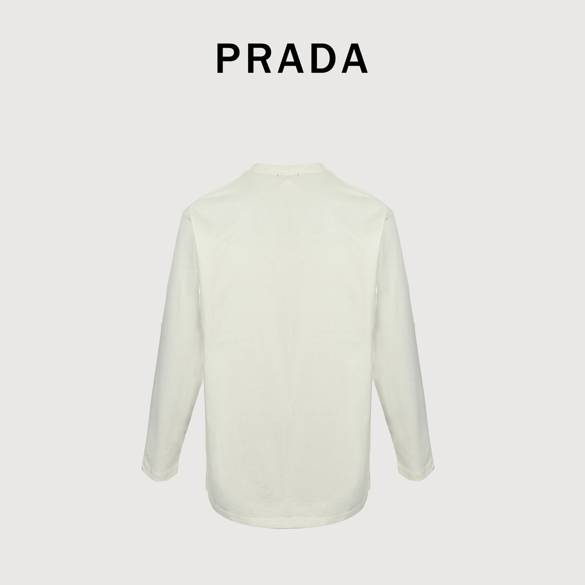 Prada 25FW Oversized Ink-Splash Logo Print Long-Sleeve T-Shirt – White