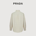 Prada PRD Embroidered Badge Long-Sleeve Oxford Shirt – Stone