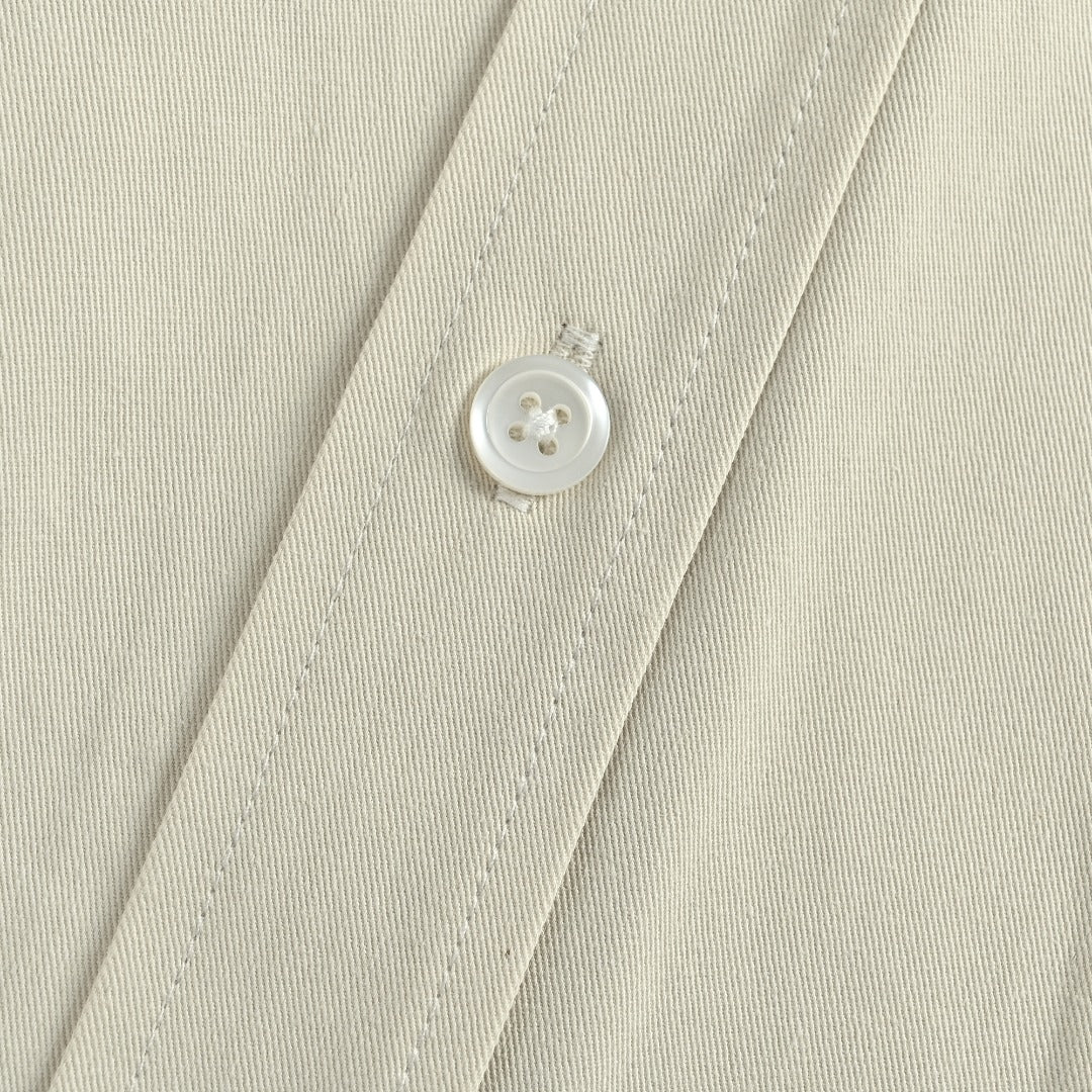 Prada PRD Embroidered Badge Long-Sleeve Oxford Shirt – Stone