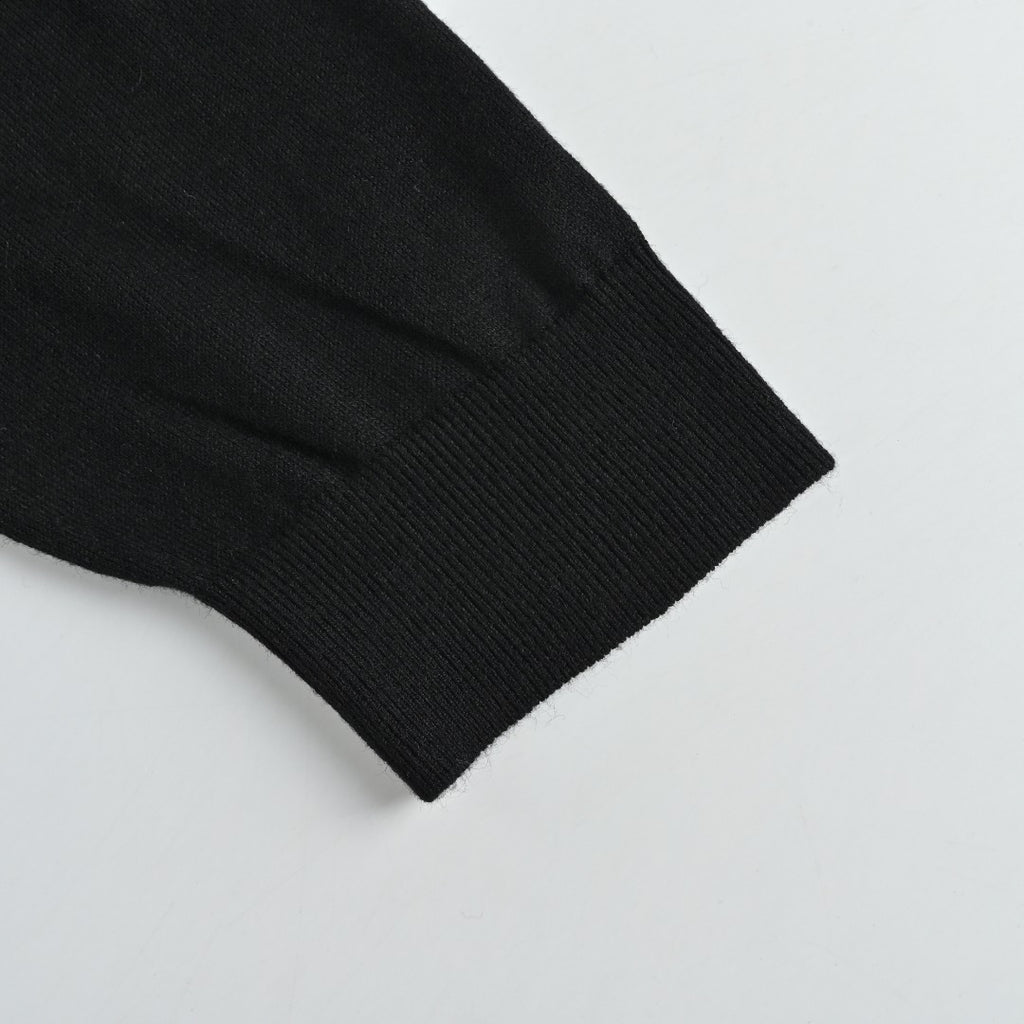 Prada PRD Small Wordmark Fine-Knit Wool Crewneck Sweater – Black