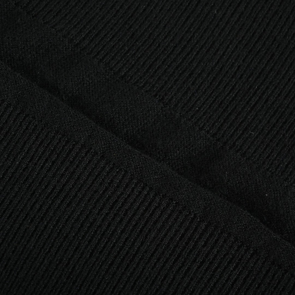 Prada PRD Small Wordmark Fine-Knit Wool Crewneck Sweater – Black