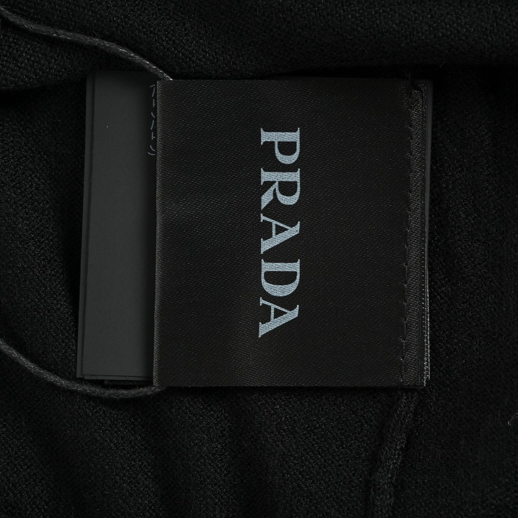 Prada PRD Small Wordmark Fine-Knit Wool Crewneck Sweater – Black