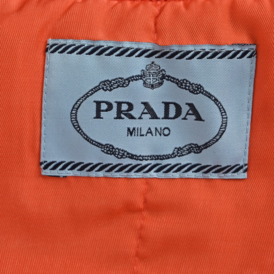Prada PRD Knitted Triangle Logo Padded MA-1 Bomber Jacket – Navy