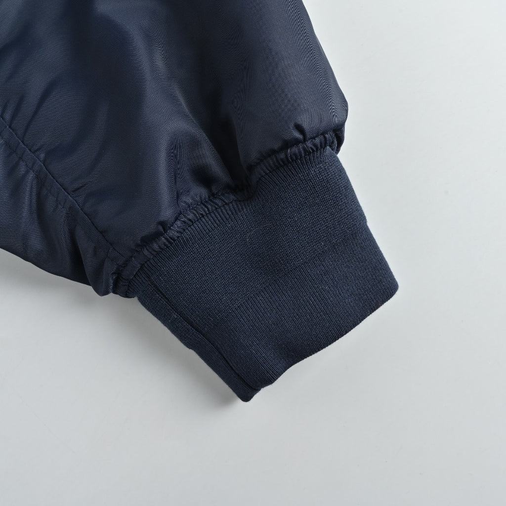 Prada PRD Knitted Triangle Logo Padded MA-1 Bomber Jacket – Navy