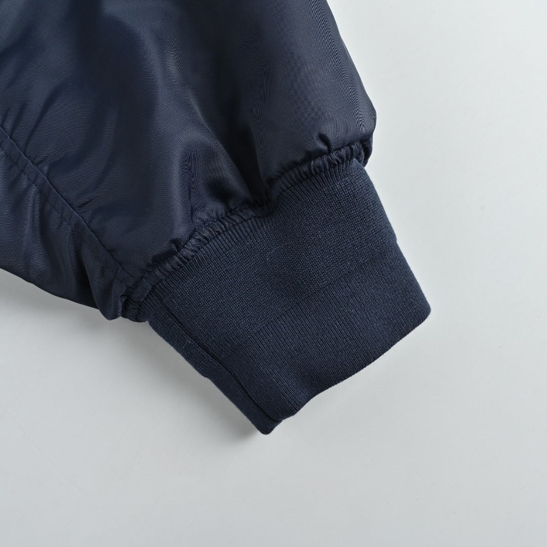 Prada PRD Knitted Triangle Logo Padded MA-1 Bomber Jacket – Navy