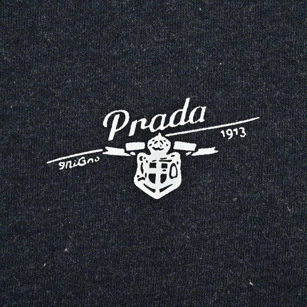 Prada PRD Small Logo Stripe-Trim Crewneck Sweatshirt – Black