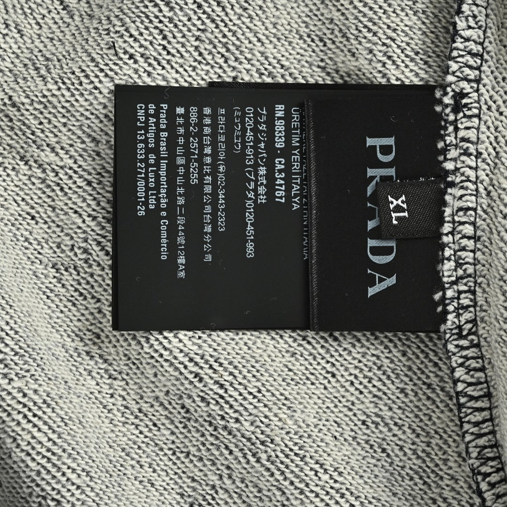 Prada PRD Small Logo Stripe-Trim Crewneck Sweatshirt – Black