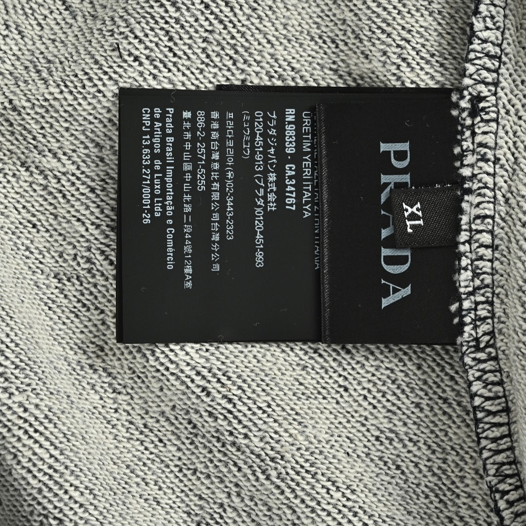 Prada PRD Small Logo Stripe-Trim Crewneck Sweatshirt – Black