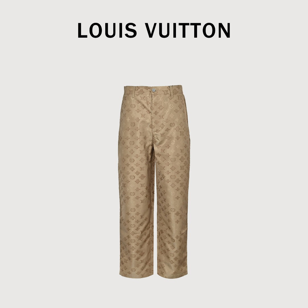 Louis Vuitton LV Monogram All-Over Print Ripstop Straight Trousers – Khaki
