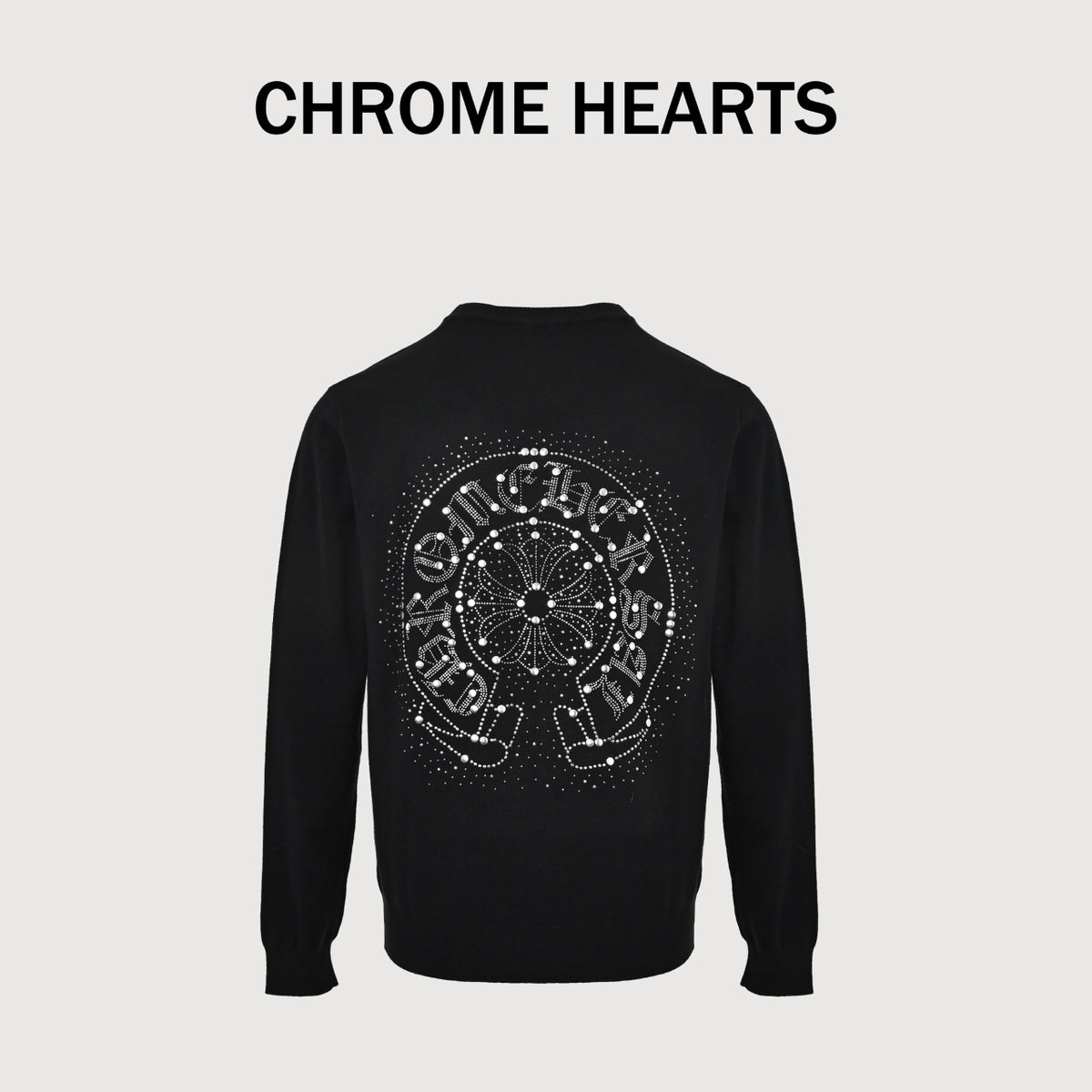 Chrome Hearts Crystal-Embellished Logo Knit Crewneck Sweatshirt – Black