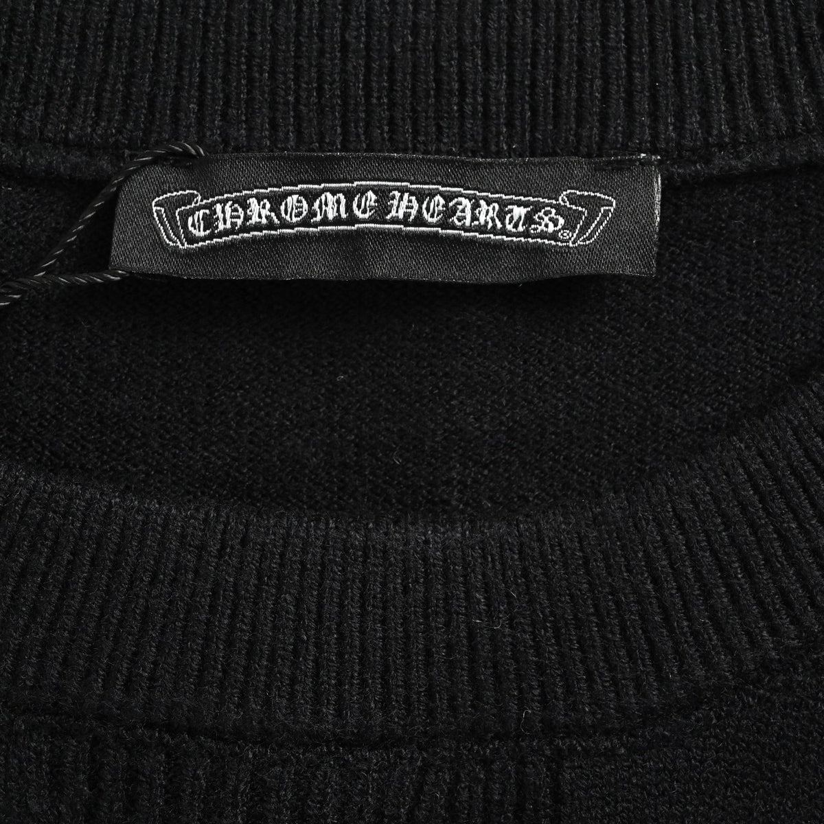 Chrome Hearts Crystal-Embellished Logo Knit Crewneck Sweatshirt – Black