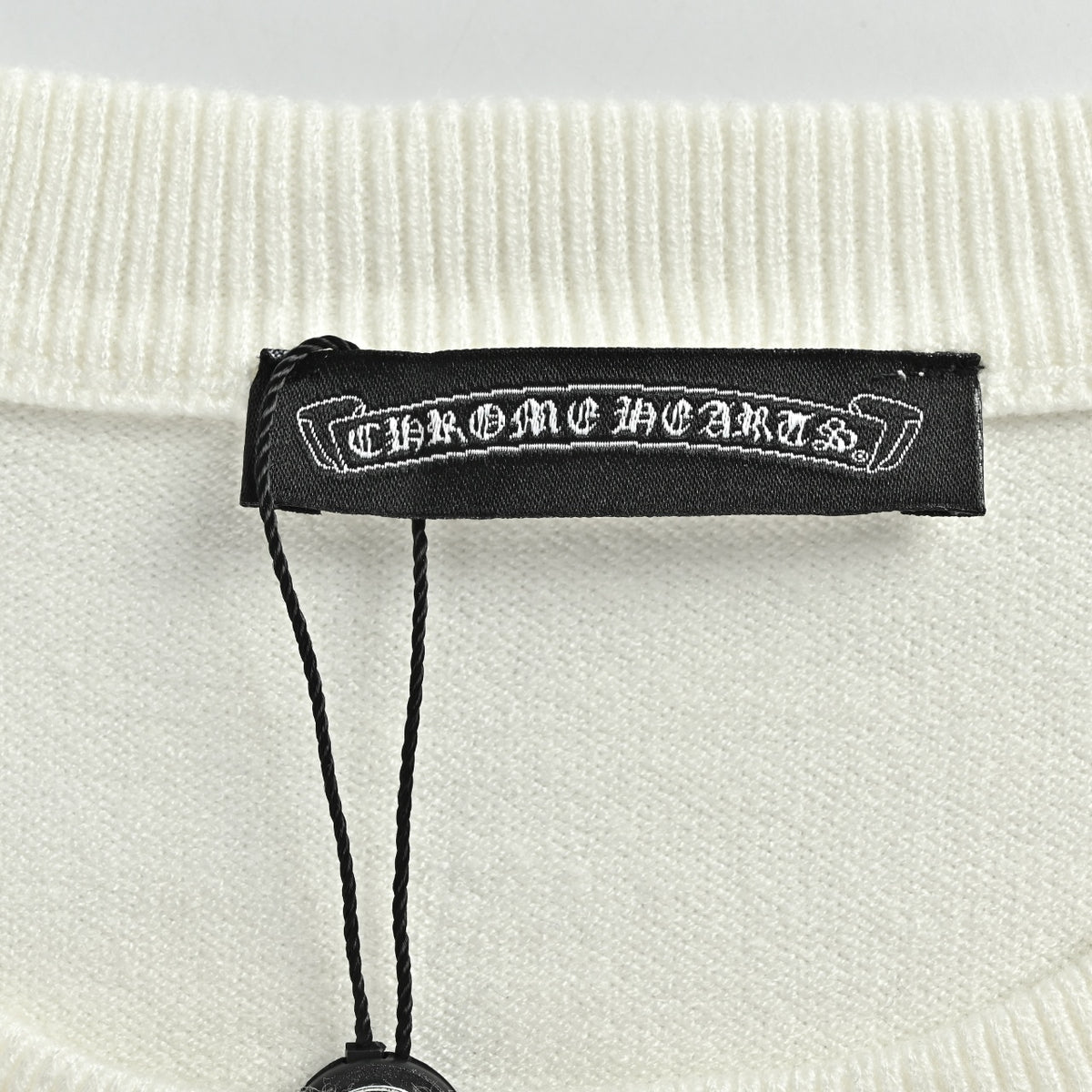 Chrome Hearts Crystal-Embellished Logo Knit Crewneck Sweatshirt – White