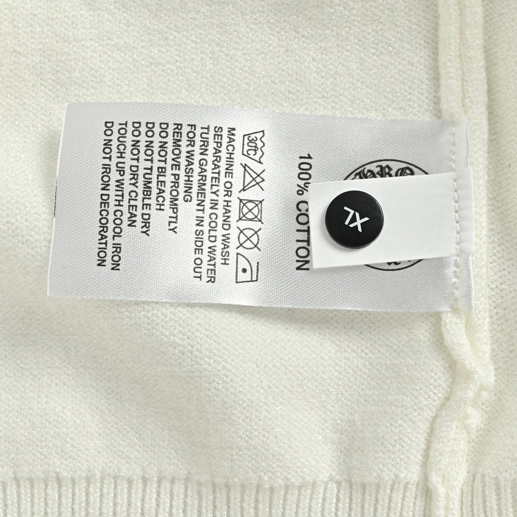Chrome Hearts Crystal-Embellished Logo Knit Crewneck Sweatshirt – White