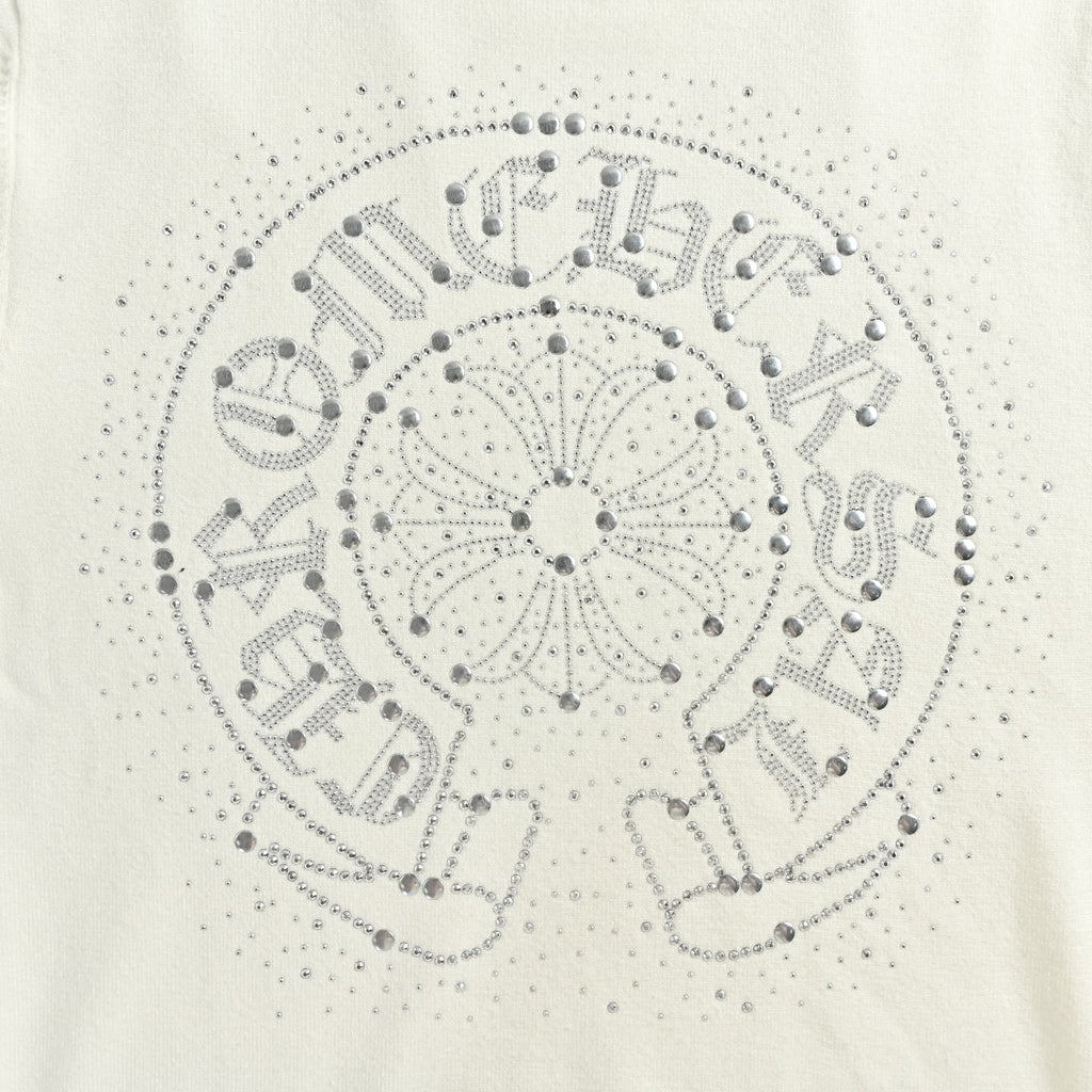 Chrome Hearts Crystal-Embellished Logo Knit Crewneck Sweatshirt – White