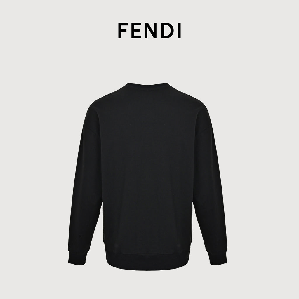 Fendi 26SS Embroidered Dog F Logo Crewneck Sweatshirt
