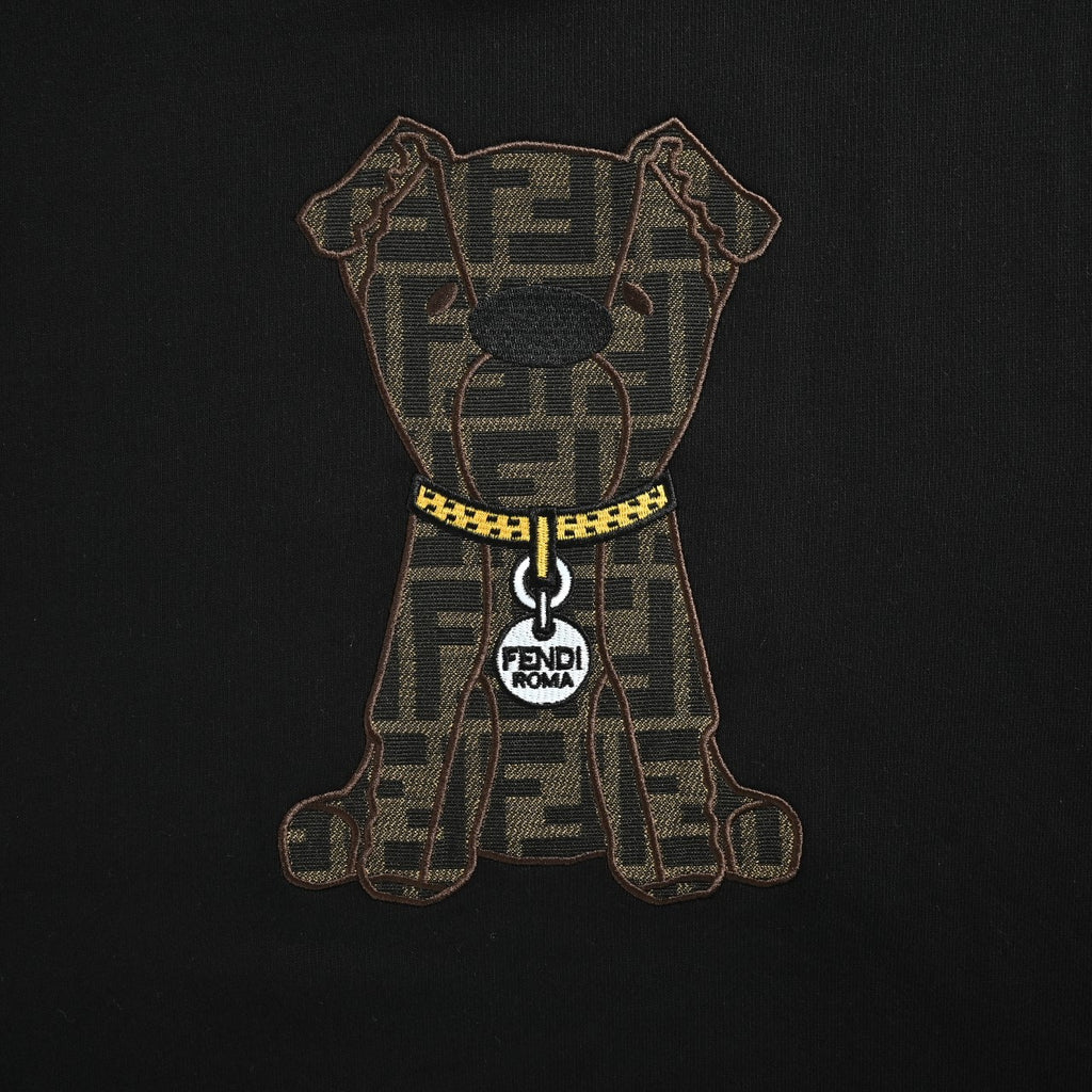 Fendi 26SS Embroidered Dog F Logo Crewneck Sweatshirt