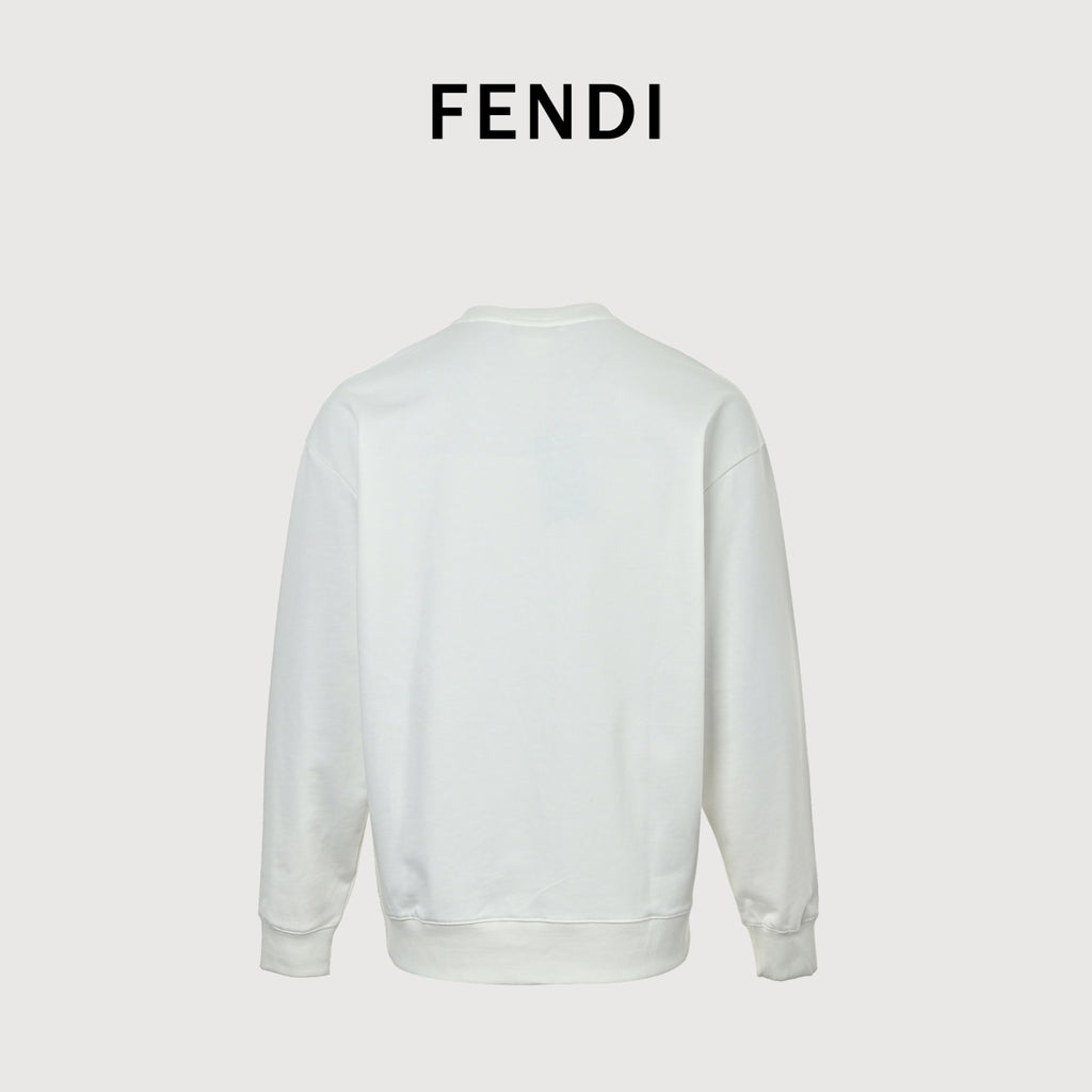 Fendi Embroidered Pet Dog F-Logo Crewneck Sweatshirt – White