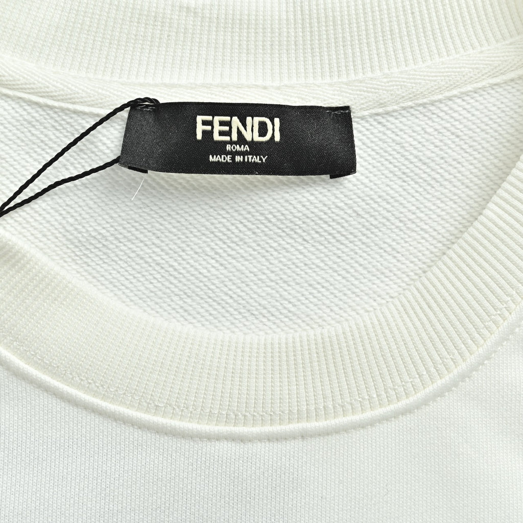 Fendi Embroidered Pet Dog F-Logo Crewneck Sweatshirt – White